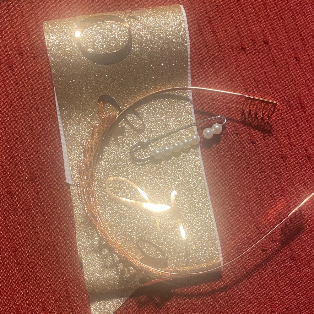 Rose Gold 50th Birthday Tiara and Sash Set